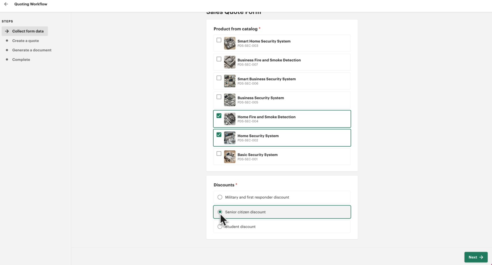 Select Values in the Form